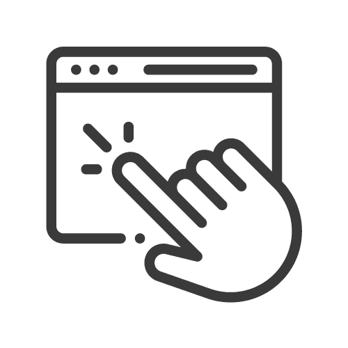 Icon of a hand clicking a browser window