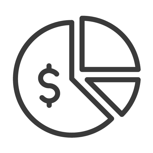 Icon of a pie chart with a dollar sign, symbolizing financial data analysis.
