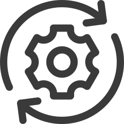 Gear with circular arrows depicting process or settings update