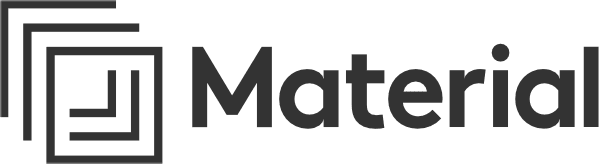Material Design logo with stacked overlapping rectangles and the word "Material" next to it.