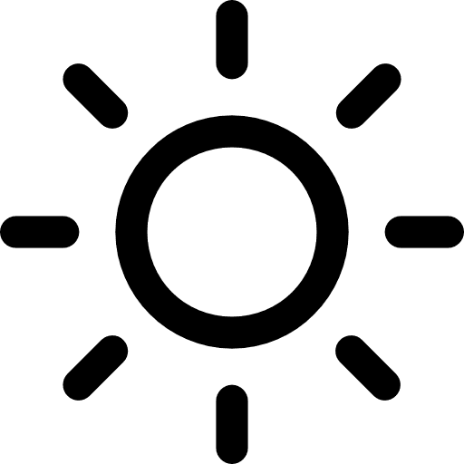Black sun icon with rays
